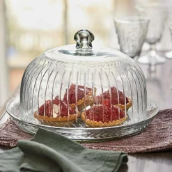 Glasglocke mit Platte Layla